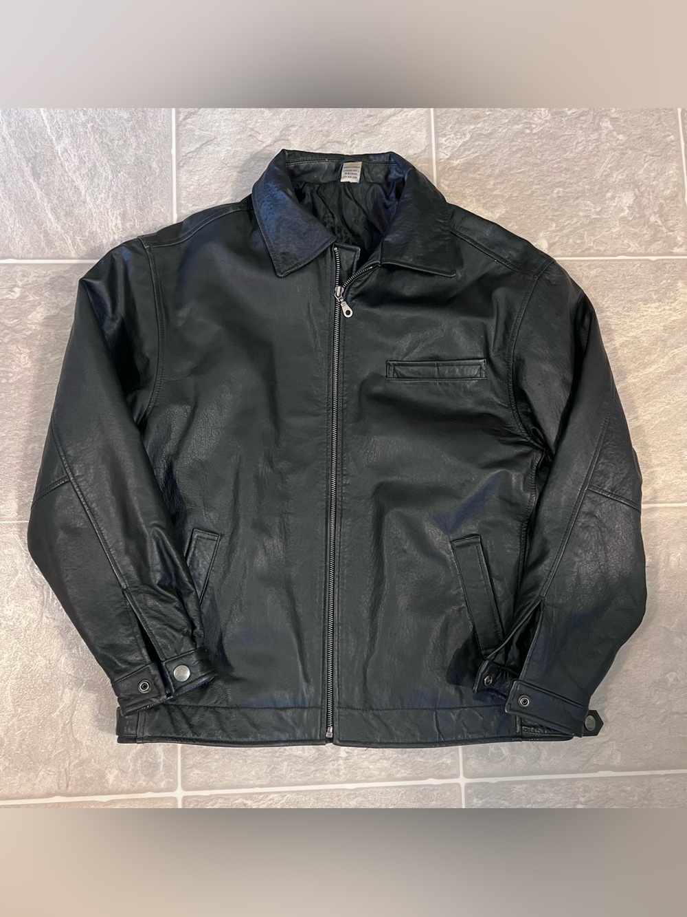 Vintage G-III Black Genuine Leather Bomber Jacket Medium